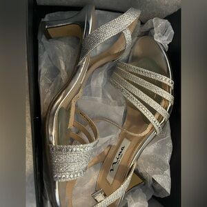 Nina Glittering Silver Strappy Heels